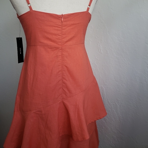 Lulus Coral/Orange ruffle summer dress - Picture 8 of 9